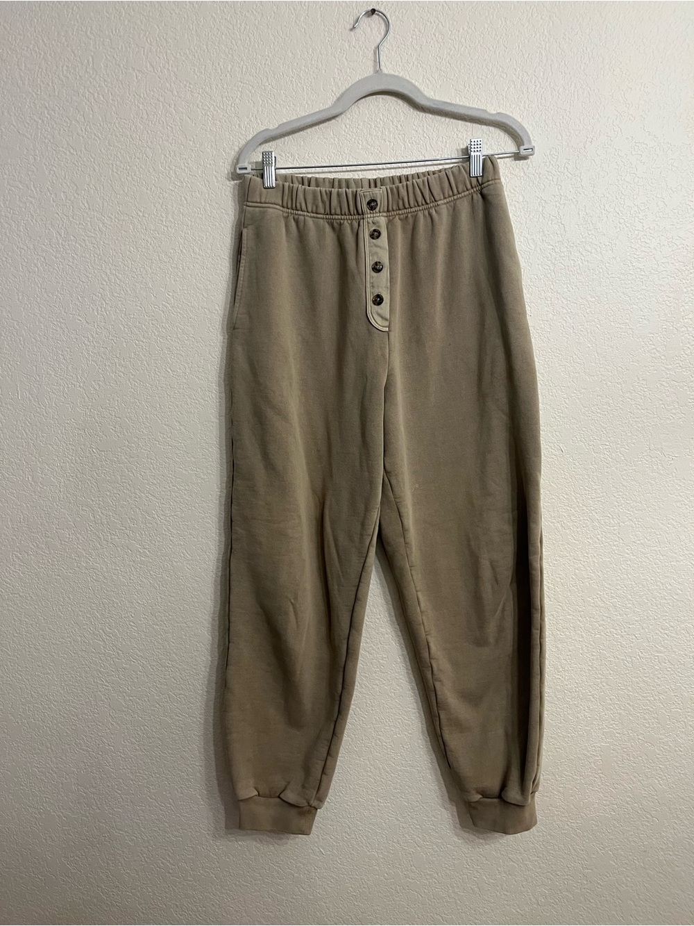 Frame Denim Olive Green Button-Front Joggers